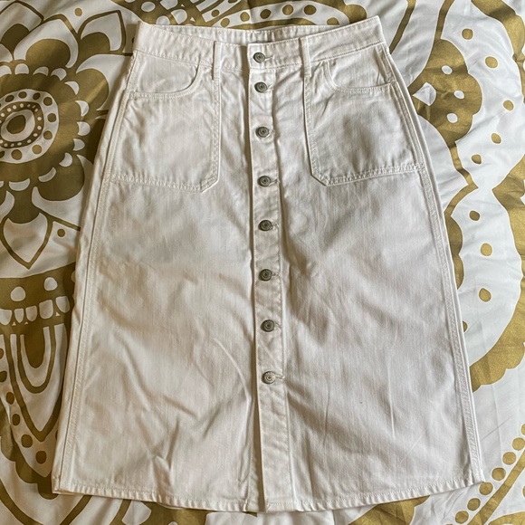 White Knee-Length Jean Skirt - Picture 1 of 6